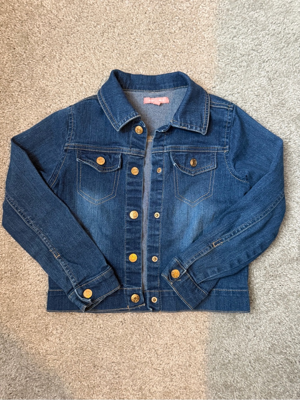 BCBGirls Dark Blue Denim Jean Jacket with Gold Buttons